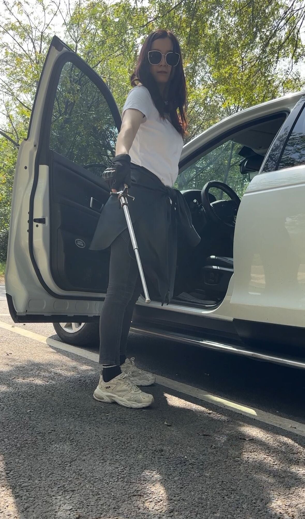 Multi-functional Car-Mounted Outdoor Hiking Pole, Self-Defense Baton, Three-Section Staff, Self-Protection Equipment, Car Emergency Window Breaker